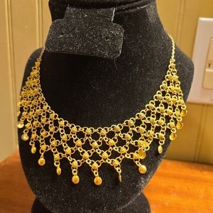 VTG Vintage 925 Sterling Silver Gold Tone Bib Necklace